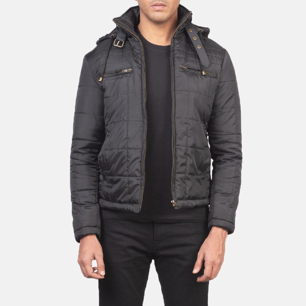 
Alps Quilted Black Windbreaker Jacket in Black Polyester - Vorderansicht & maßgeschneiderte Silhouette | Online Kaufen