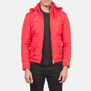 
Alps Quilted Red Windbreaker Jacket in Red Nylon - Vorderansicht & maßgeschneiderte Silhouette | Online Kaufen