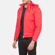 
Red Nylon Winter Jacket - Rückansicht mit passgenauen Schultern & sauberem Saum