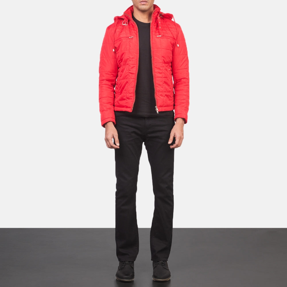 
Alps Quilted Red Windbreaker Jacket - Seitenansicht mit ergonomischem Ärmelschnitt & sportlicher Passform