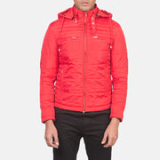 
Detailansicht of High neck with Belt & Zipper Hardware on Alps Quilted Red Windbreaker Jacket