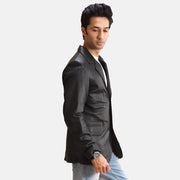 
Black Sheepskin leather Blazer - Rückansicht mit passgenauen Schultern & sauberem Saum