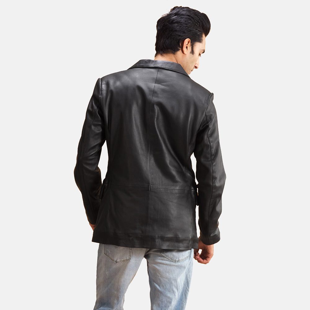 
Detailansicht of Notch & Button Hardware on Alyson Schwarz Lederblazer für Herren