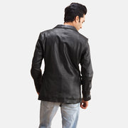 
Detailansicht of Notch & Button Hardware on Alyson Schwarz Lederblazer für Herren