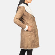 Distressed Brown Sheepskin Snuffed Aviator Jacket - Rückansicht mit passgenauen Schultern &amp; sauberem Saum
