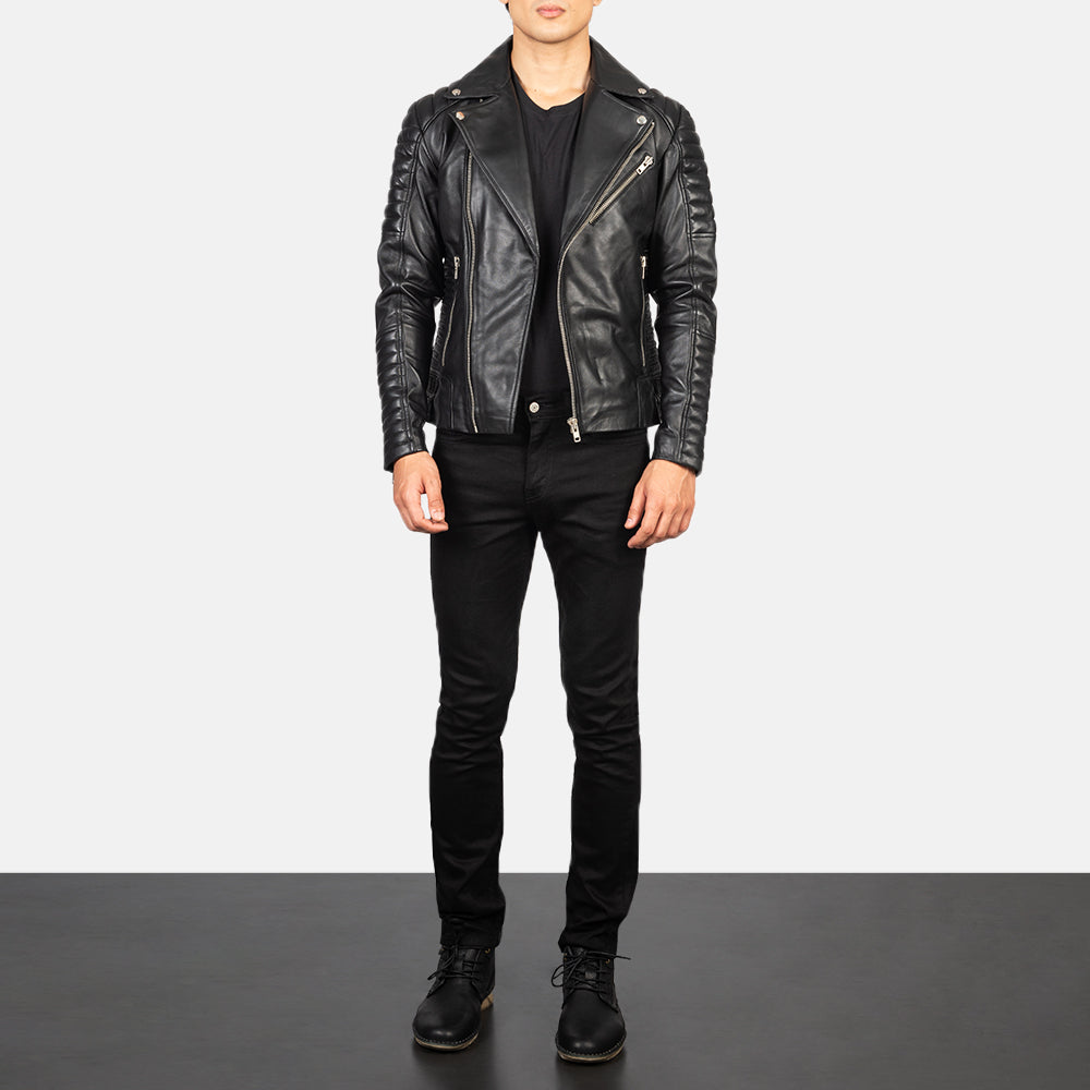 Men's Armand Green Suede Biker Jacket - Seitenansicht mit ergonomischem Ärmelschnitt