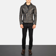 Armand Grün Leder-Bikerjacke für Herren – Zusätzliche Produktansicht 4