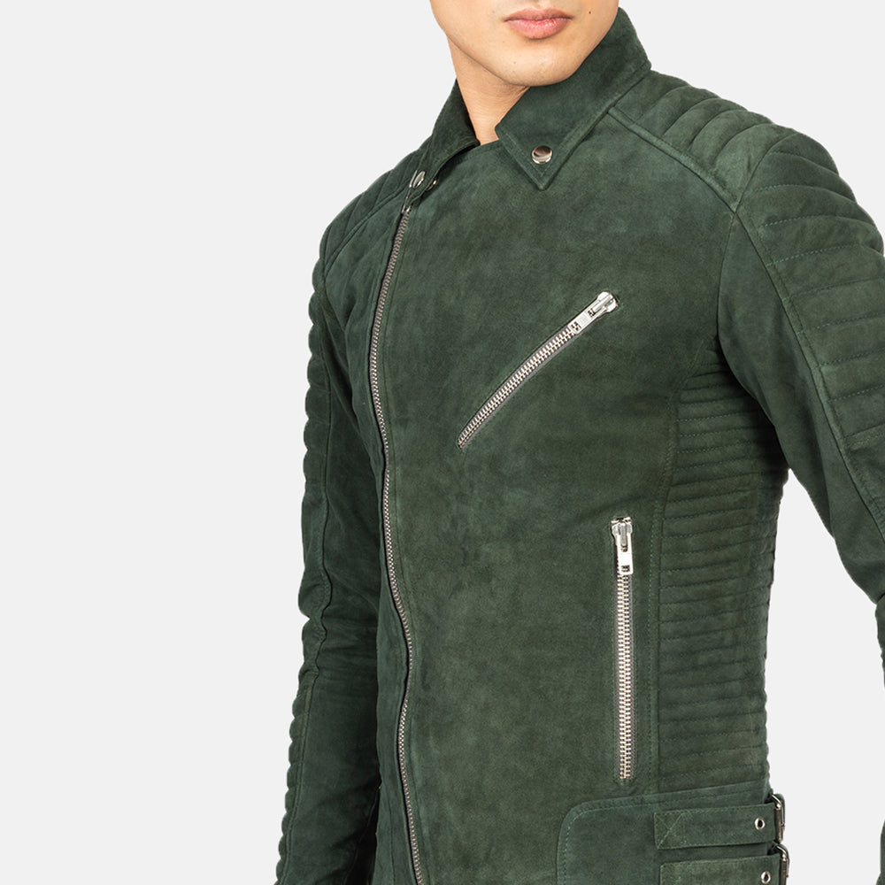 Armand Grün Leder-Bikerjacke für Herren – Zusätzliche Produktansicht 6