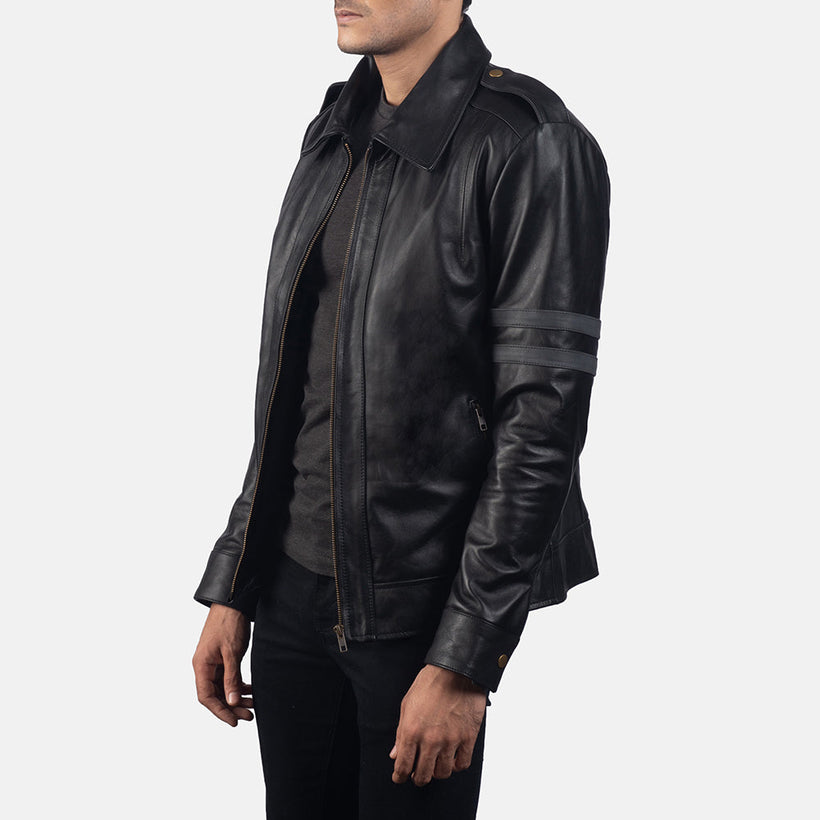 Armstrong Schwarz Leder-Bikerjacke für Herren