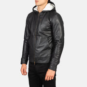 Black Sheepskin Leather Bomber Jacket - Rückansicht mit passgenauen Schultern &amp; sauberem Saum