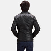 Detailansicht of Notch &amp; Zipper Hardware on Men's Schwarz Studded Leder-Bikerjacke für Herren