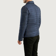 Detailansicht of High neck &amp; Button Hardware on Men's Bo Quilt Windbreaker Lederjacke für Herren