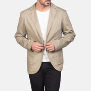 Beige Poly-Cotton Leather Blazer - Rückansicht mit passgenauen Schultern &amp; sauberem Saum