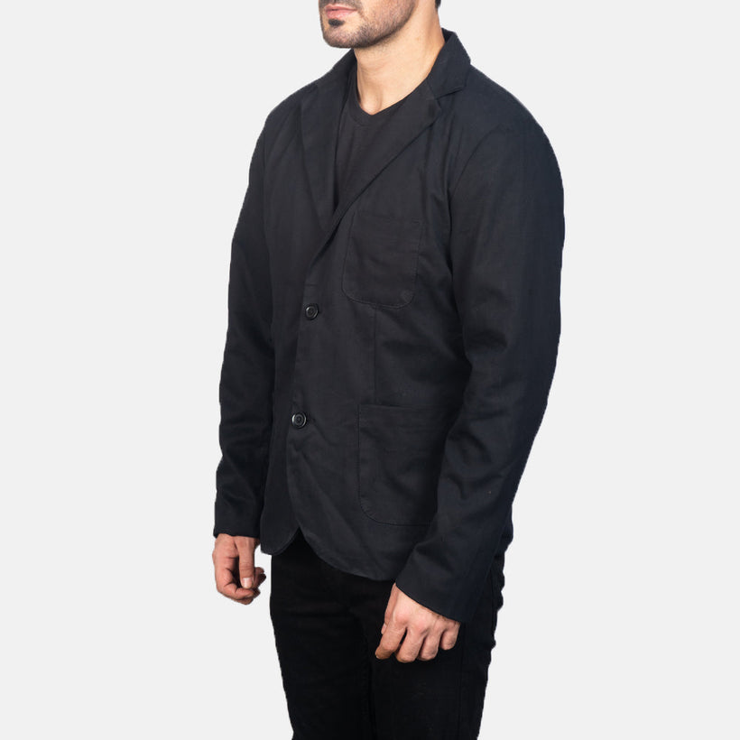 Borges Schwarz Lederblazer für Herren
