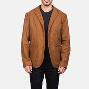 Men's Khaki Wool Blazer in Khaki Synthetic Wool - Vorderansicht &amp; maßgeschneiderte Silhouette | Online Kaufen
