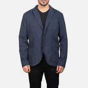 Borges Navy Blue Blazer in Navy Blue Poly-Cotton - Vorderansicht &amp; maßgeschneiderte Silhouette | Online Kaufen