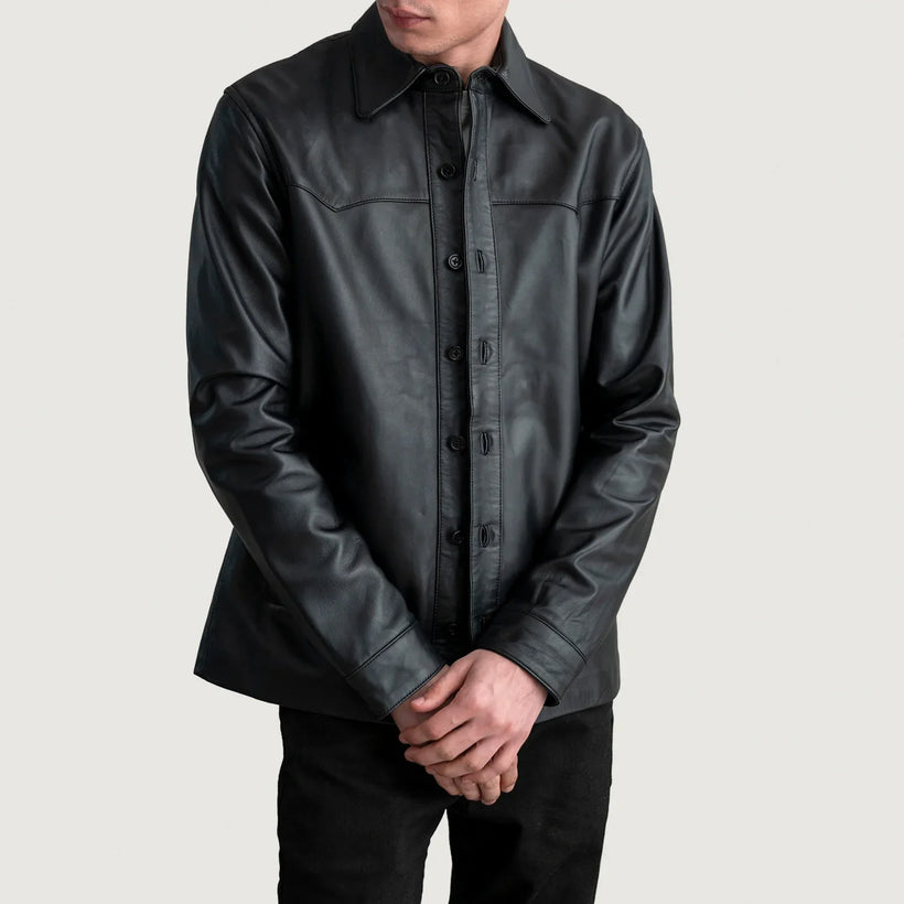 Bronco Schwarz Leather Shirt für Herren