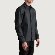Tumbled Black Sheepskin leather Jacket - Rückansicht mit passgenauen Schultern &amp; sauberem Saum