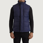 Detailansicht of Classic Collar &amp; Zipper With Placket Hardware on Bryan Blau Puffer Vest für Herren