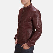 
Burgunn Dee Kastanienbraun Leder-Bikerjacke für Herren - Rückansicht mit passgenauen Schultern & sauberem Saum