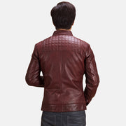 
Detailansicht of Band with Snap Button & Zipper Hardware on Burgunn Dee Kastanienbraun Leder-Bikerjacke für Herren