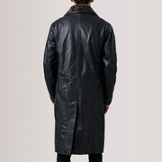 
Detailansicht of Notch & Button Hardware on Cai Schwarz Leather Shearling Ledermantel für Herren For Men