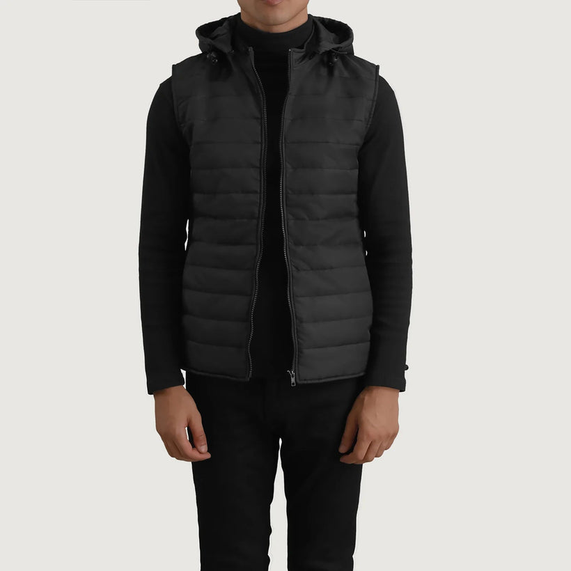 Carlo Schwarz Hooded Puffer Vest für Herren