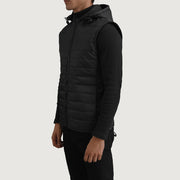 
Black Full-Grain leather Vest - Rückansicht mit passgenauen Schultern & sauberem Saum