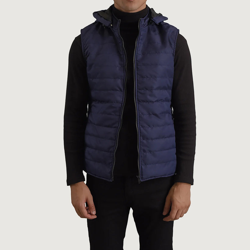 Carlo Blau Hooded Puffer Vest für Herren