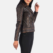 
Vintage Brown Goatskin Leather Biker Jacket - Rückansicht mit passgenauen Schultern & sauberem Saum