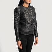 Black Sheepskin Leather Biker Jacket - Rückansicht mit passgenauen Schultern &amp; sauberem Saum