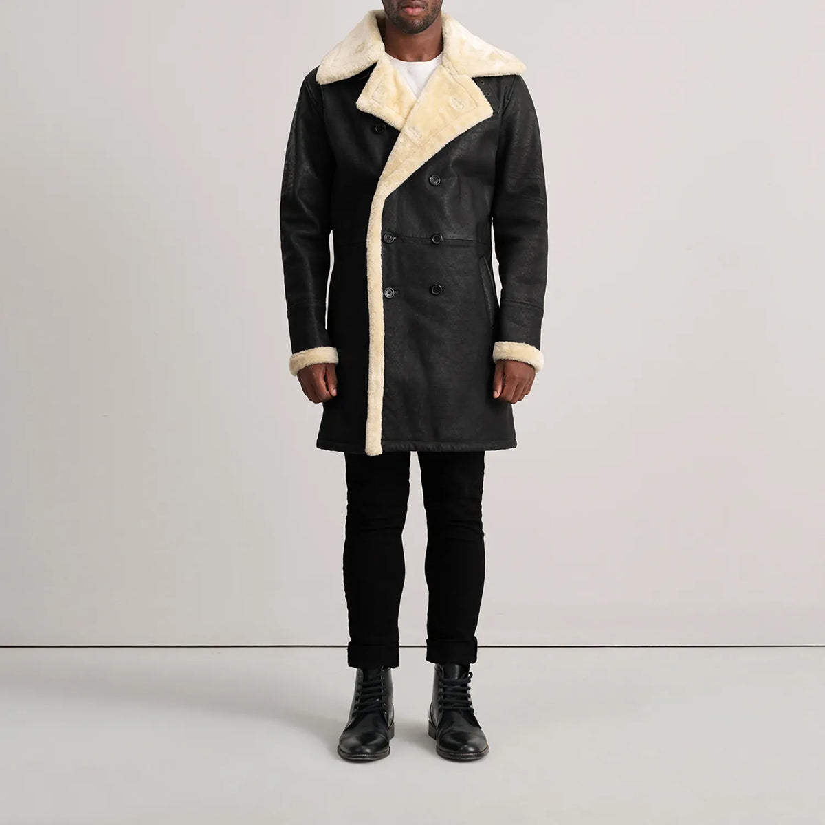 Charles Ledermantel Braun Shearling Ledermantel für Herren – Zusätzliche Produktansicht 3