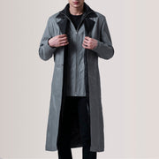 Charlton Grau Leather Single Breasted Ledermantel für Herren For Men in Grey Sheepskin Leather - Vorderansicht &amp; maßgeschneiderte Silhouette | Online Kaufen