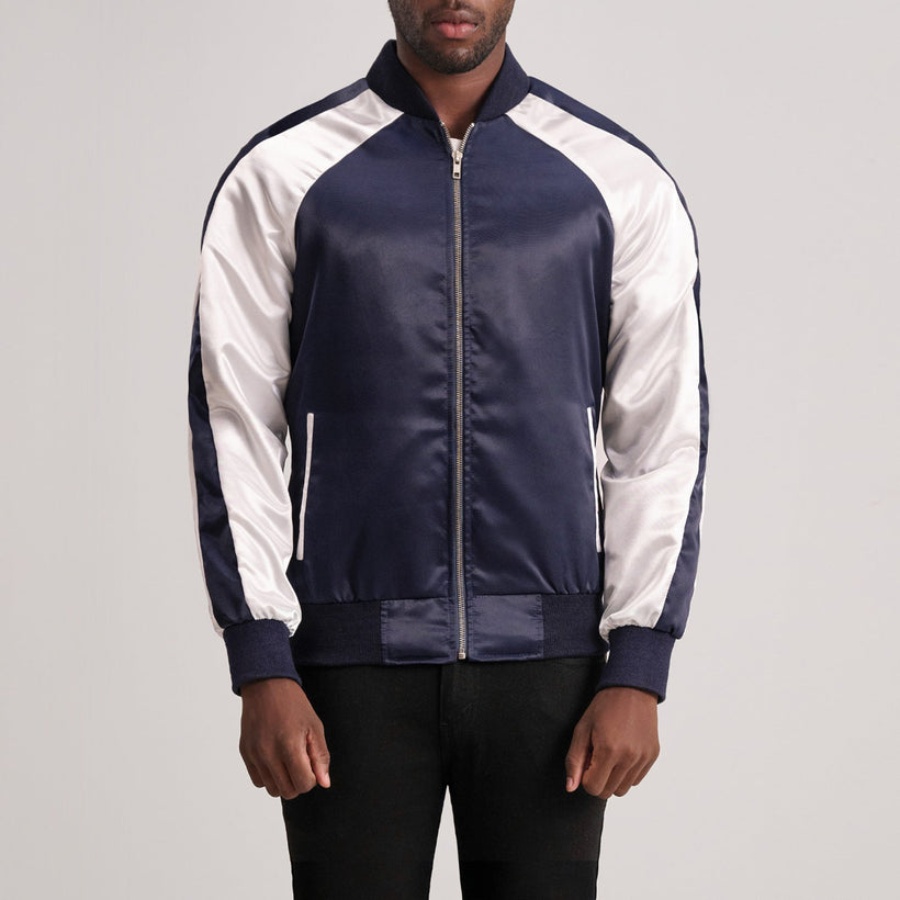 Clarke Blau Varsity Lederjacke für Herren
