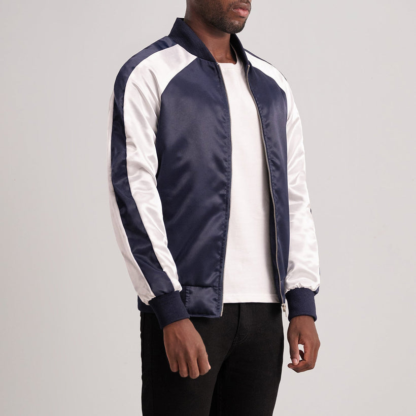 Clarke Blau Varsity Lederjacke für Herren