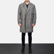 Men's Claud Grey Wool Double Breasted Coat - Seitenansicht mit ergonomischem Ärmelschnitt