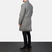 Detailansicht of Notch &amp; Button Hardware on Men's Claud Grey Wool Double Breasted Coat