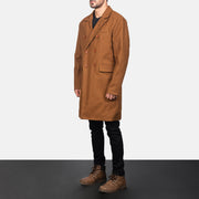 
Khaki Synthetic Wool Trench Coat - Rückansicht mit passgenauen Schultern & sauberem Saum