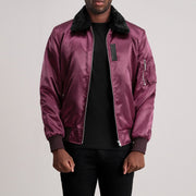 Clyde B-15 Kastanienbraun Leder-Bomberjacke für Herren - Seitenansicht mit ergonomischem Ärmelschnitt