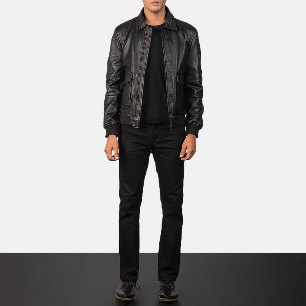 Men's Coffmen Brown Suede A2 Bomber Jacket - Seitenansicht mit ergonomischem Ärmelschnitt