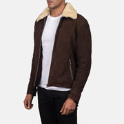 Distressed Brown Goatskin Suede Biker Jacket - Rückansicht mit passgenauen Schultern &amp; sauberem Saum