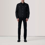 Black Waxed Cotton Canvas Leather Jacket - Rückansicht mit passgenauen Schultern &amp; sauberem Saum