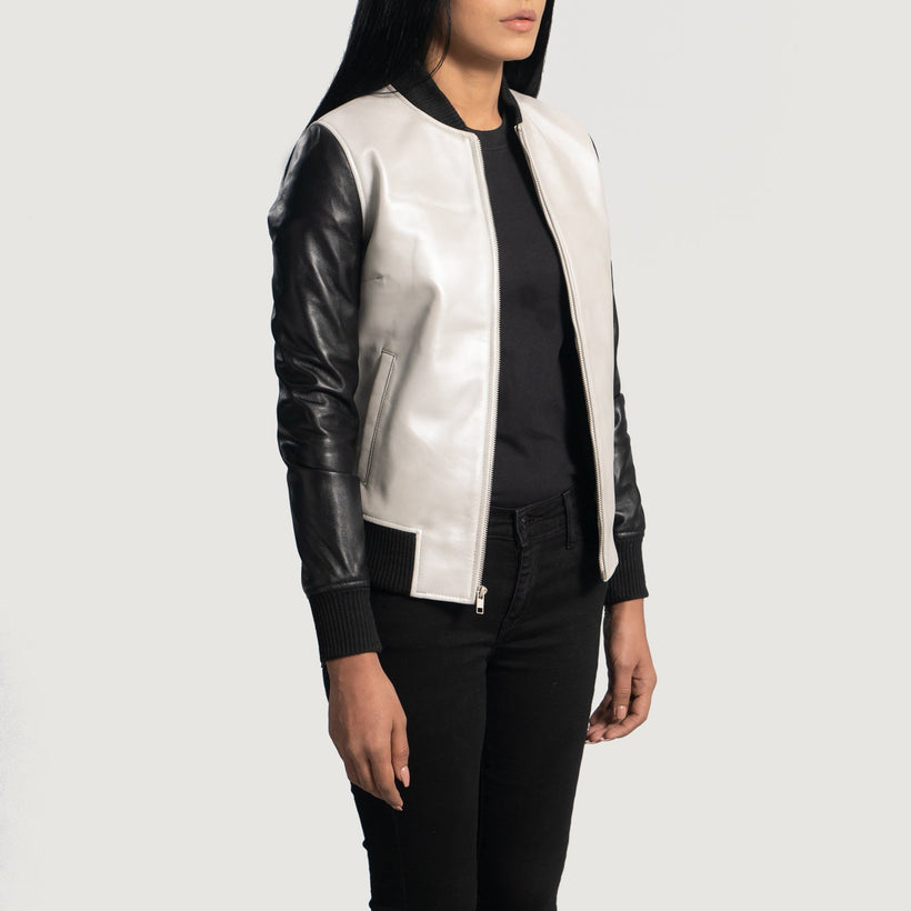 Cole Silver Leder-Bomberjacke für Damen