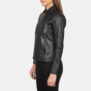 Women Colette Schwarz Lederjacke für Damen - Seitenansicht mit ergonomischem Ärmelschnitt