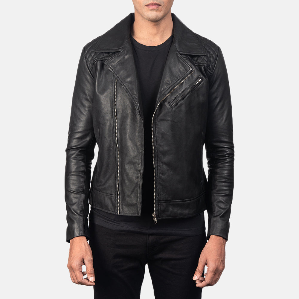 Danny Quilted Brown Leather Biker Jacket in Distressed Brown Goatskin Leather - Vorderansicht & maßgeschneiderte Silhouette | Online Kaufen