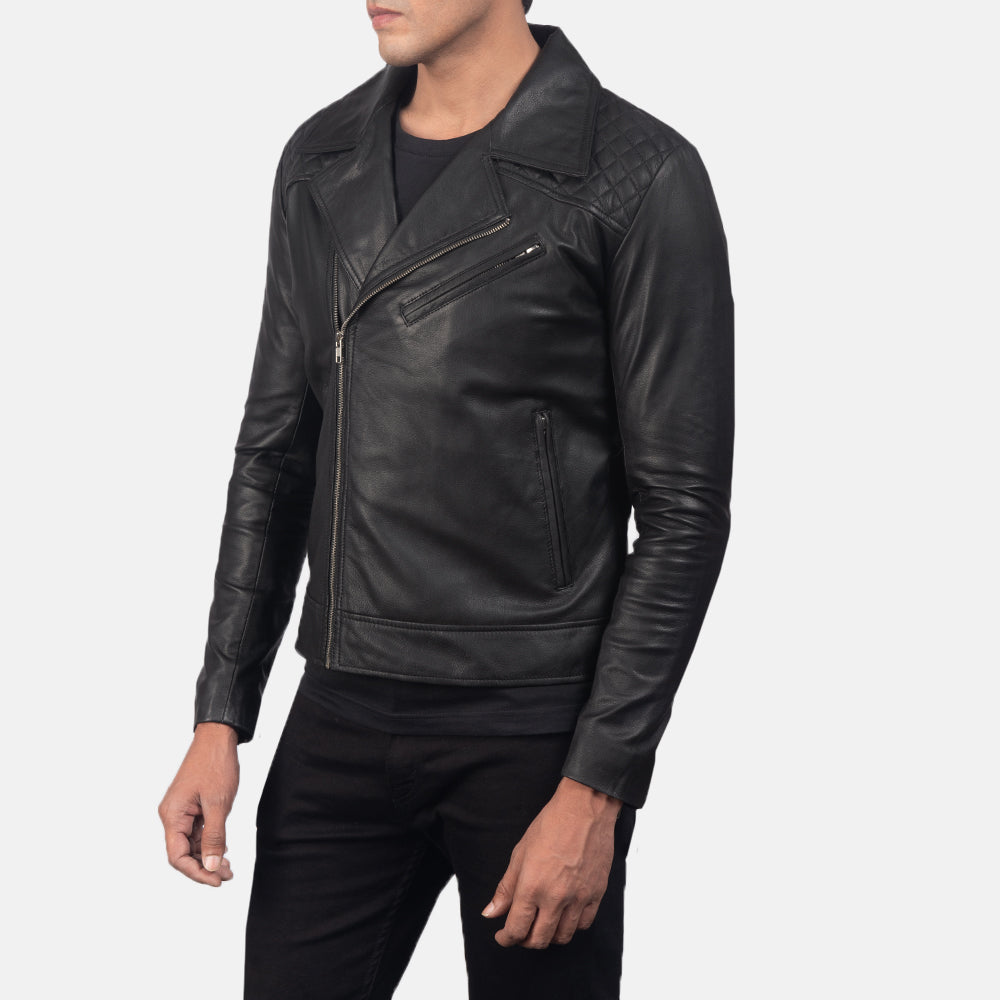 Distressed Brown Goatskin Leather Biker Jacket - Rückansicht mit passgenauen Schultern & sauberem Saum