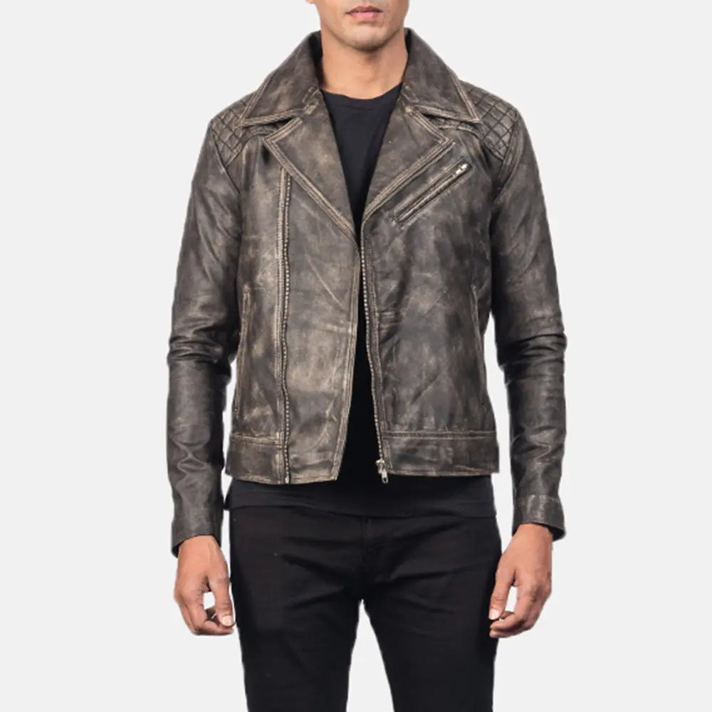 Danny Gesteppt Leder-Bikerjacke für Herren – Zusätzliche Produktansicht 4