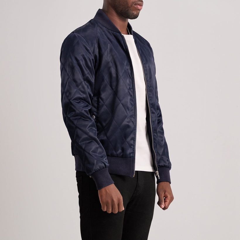 Danson Gesteppt Blau Varsity Lederjacke für Herren