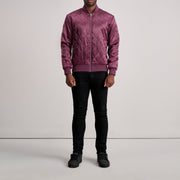 
Detailansicht of Varsity & Zipper Hardware on Danson Gesteppt Kastanienbraun Varsity Lederjacke für Herren