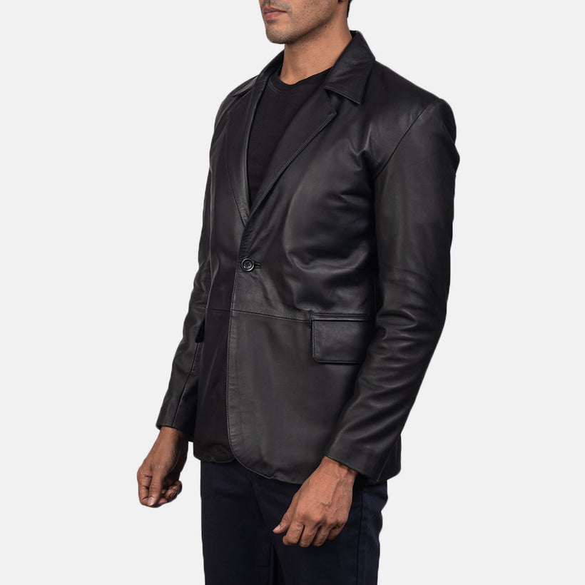 Daron Schwarz Lederblazer für Herren